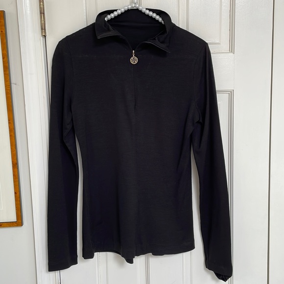 TORY BURCH - BLACK LIGHTWOOL TOP - Picture 3 of 9